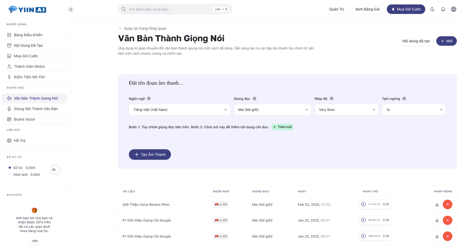 Hướng Dẫn Chuyển Văn Bản Thành Giọng Nói Với Yiin AI